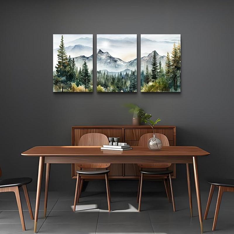 Abstract Mountain Forest Landscapes Canvas Wall Art Set-Original Frame