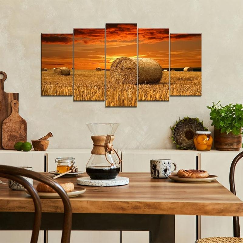 Large Canvas Art Set Featuring Autumn Landscape Wall Decor-Original Frame