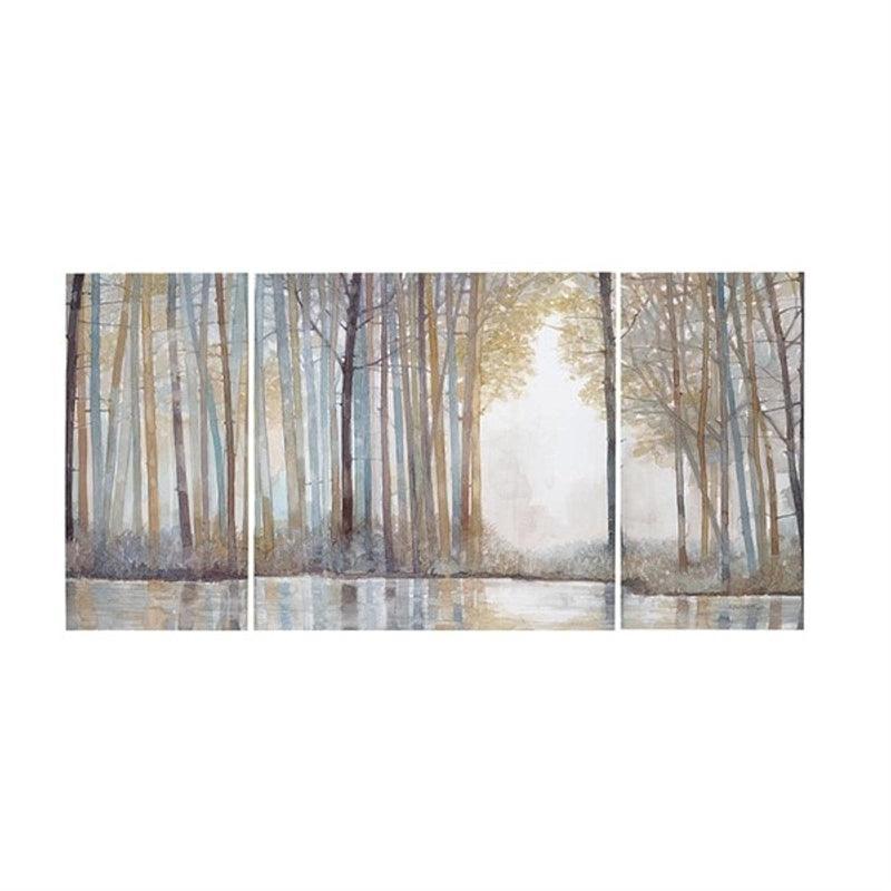Triptych Scenery Watercolor Canvas Wall Art-Original Frame