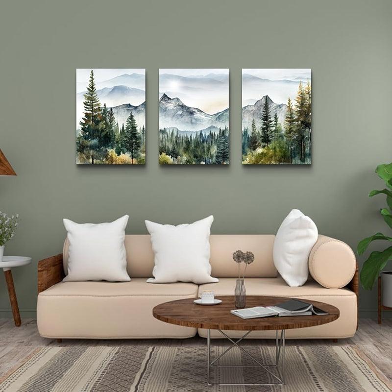 Abstract Mountain Forest Landscapes Canvas Wall Art Set-Original Frame