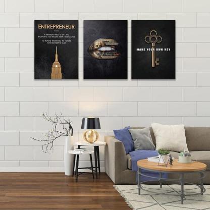 Inspirational Wall Art Canvas Set For Motivation And Success-Original Frame