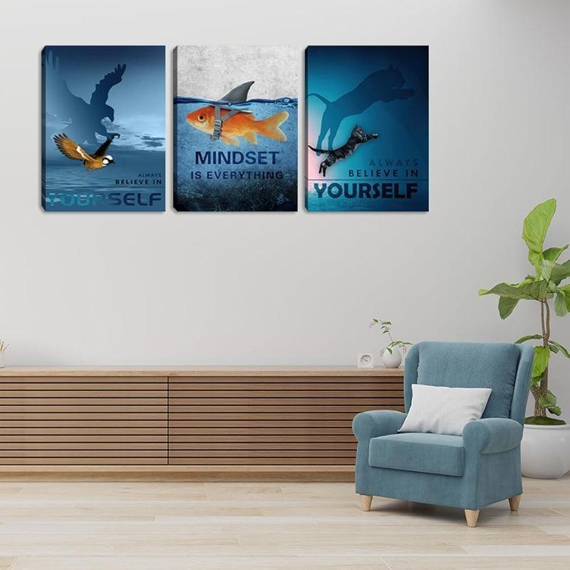 Inspirational Wall Art Canvas Set For Motivation And Success-Original Frame