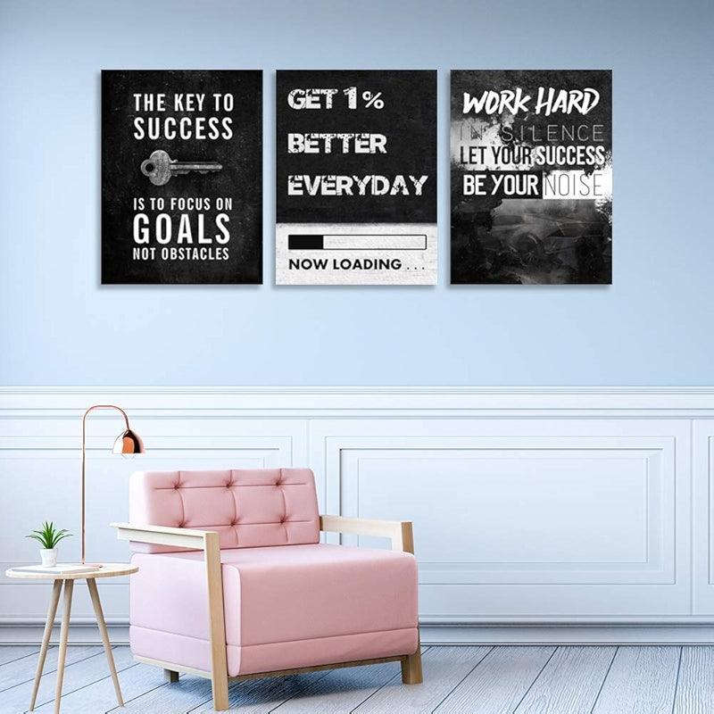 Inspirational Wall Art Canvas Set For Motivation And Success-Original Frame