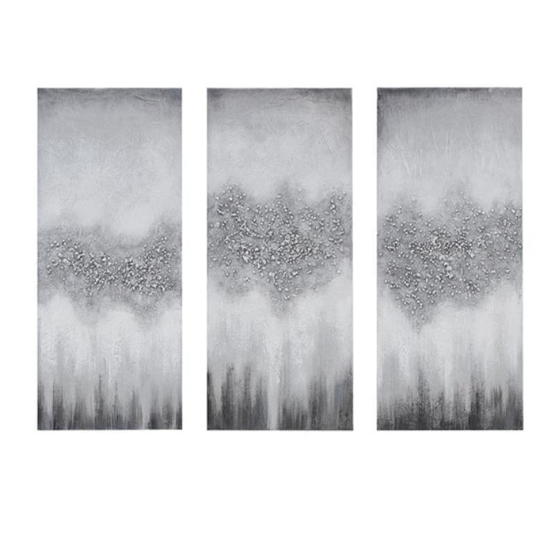 3 Pieces Textured Abstract Canvas Wall Art-Original Frame