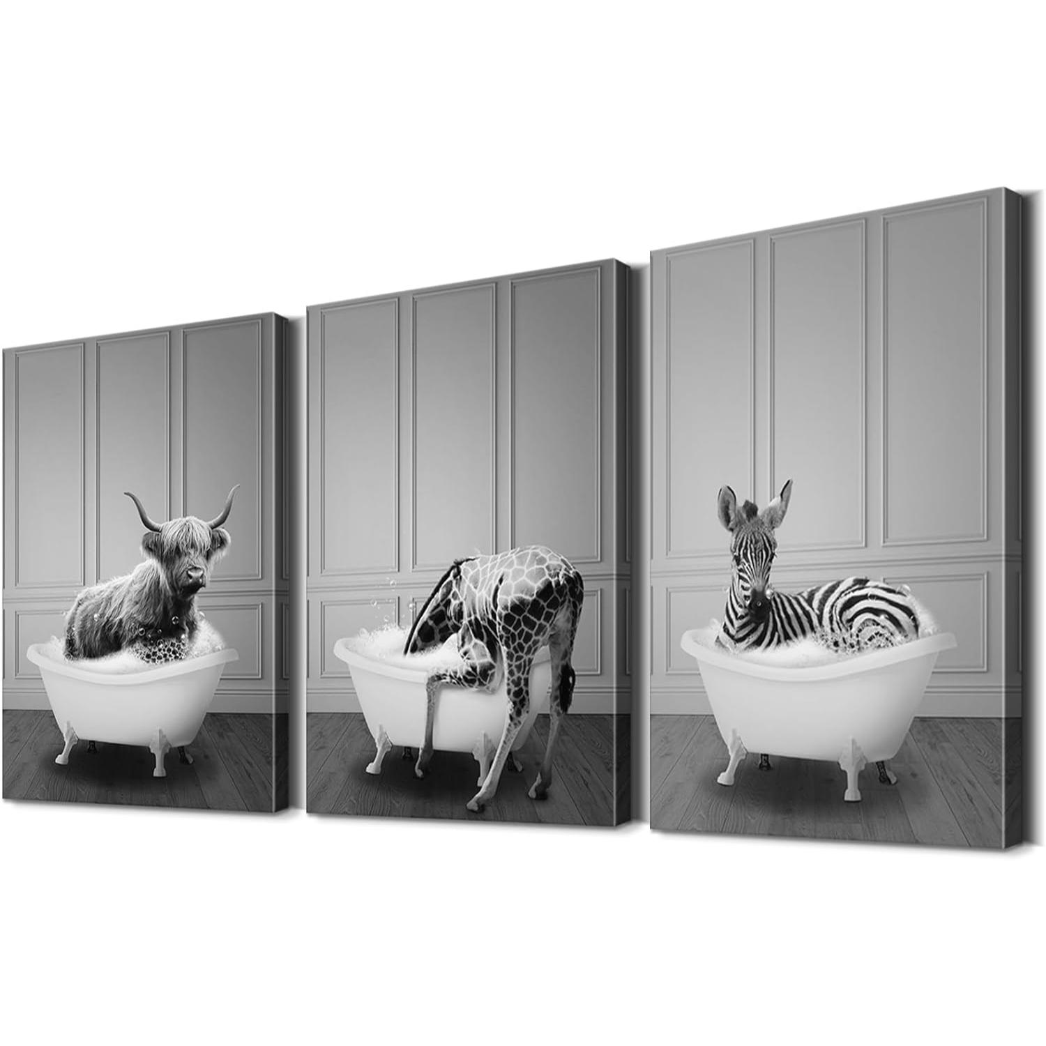 Funny Animal 3 Piece Canvas Wall Art