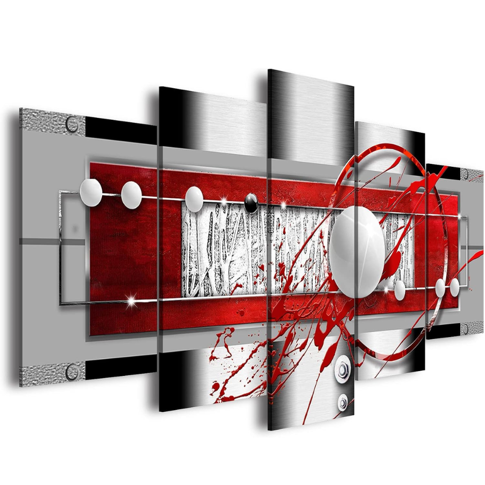 Modern Abstract Circle Line Canvas Wall Art Set 5 Pieces