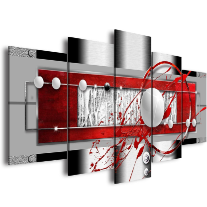 Modern Abstract Circle Line Canvas Wall Art Set 5 Pieces