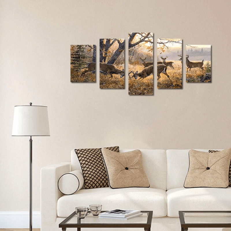 Animal Deer Pictures Vintage Wall Art Canvas Print-Original Frame