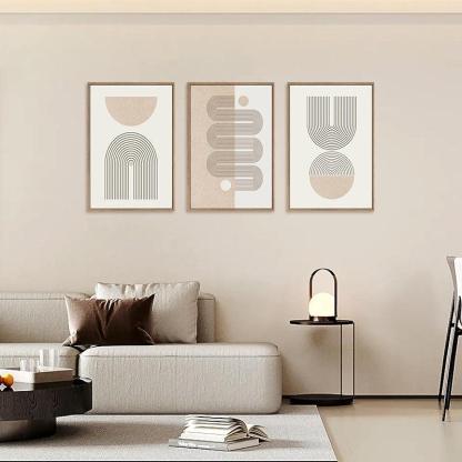 Boho Framed Canvas Wall Art Set Abstract Geometric Decor-Original Frame