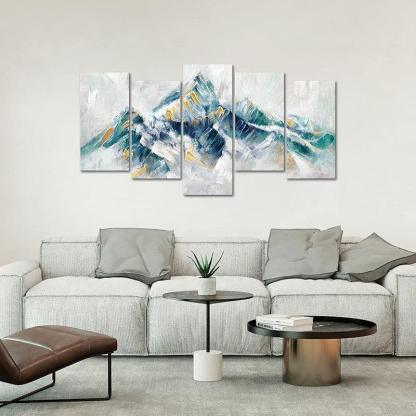 5 Piece Abstract Mountain Canvas Wall Art-Original Frame
