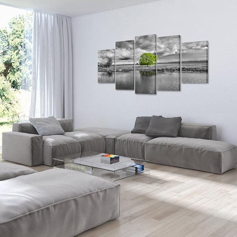Green Tree Black and White Canvas Art-Original Frame