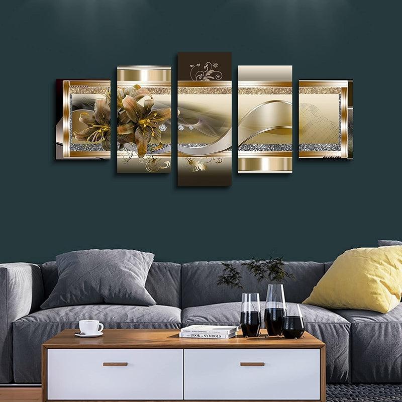 Orchid Flowers Canvas Print Abstract Floral Artwork-Original Frame