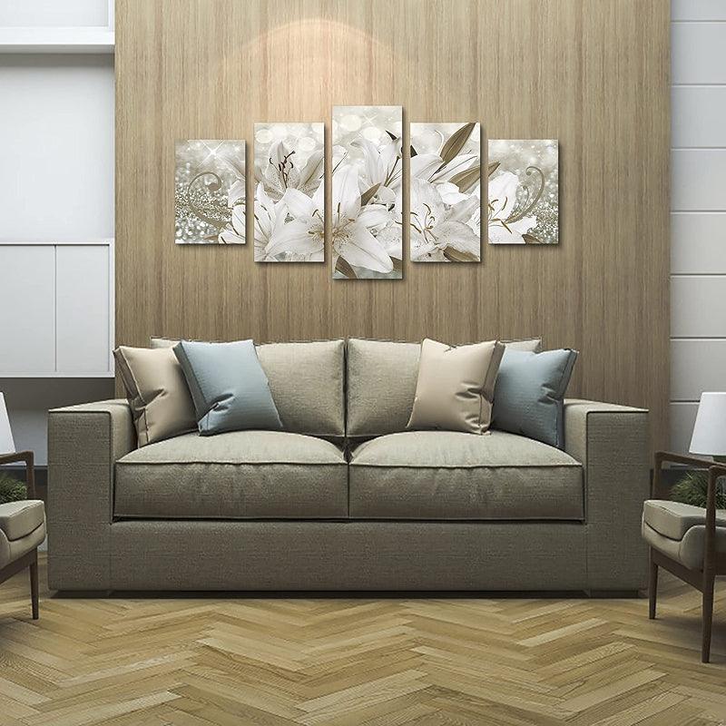 Orchid Flowers Canvas Print Abstract Floral Artwork-Original Frame