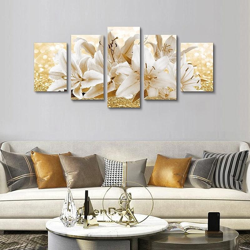 Orchid Flowers Canvas Print Abstract Floral Artwork-Original Frame