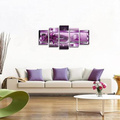 Orchid Flowers Canvas Print Abstract Floral Artwork-Original Frame