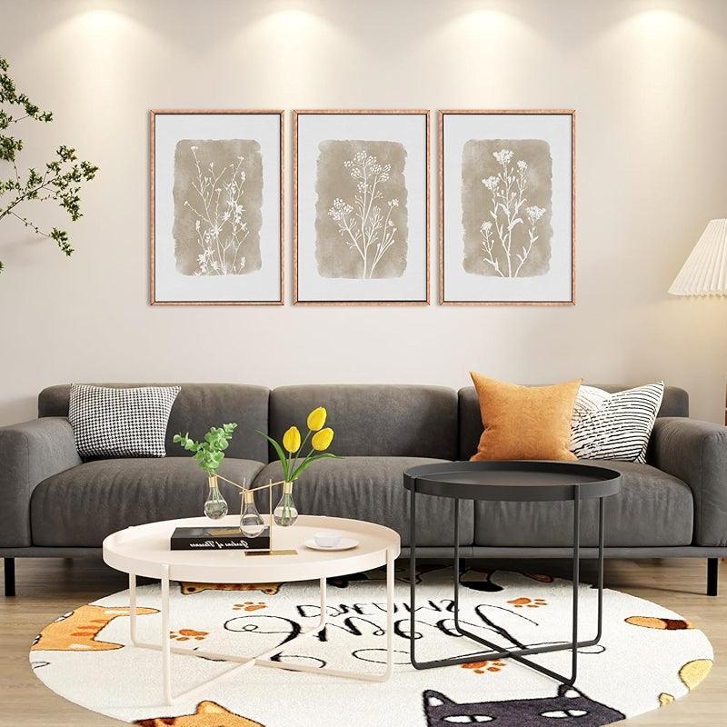 Boho Framed Canvas Wall Art Set Abstract Geometric Decor-Original Frame