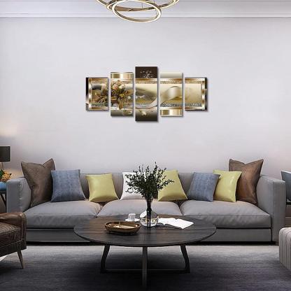 Orchid Flowers Canvas Print Abstract Floral Artwork-Original Frame