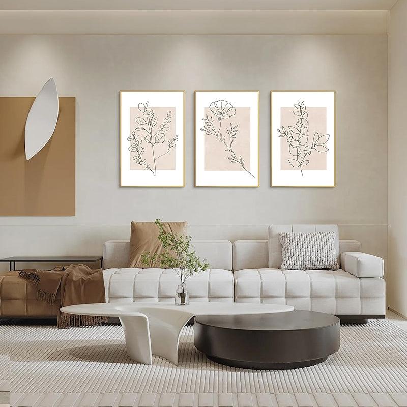 Boho Framed Canvas Wall Art Set Abstract Geometric Decor-Original Frame