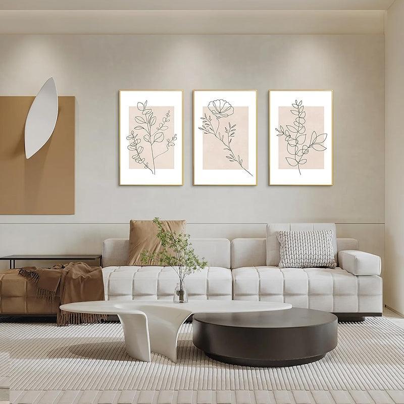 Boho Framed Canvas Wall Art Set Abstract Geometric Decor-Original Frame