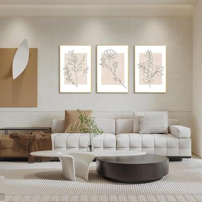 Boho Framed Canvas Wall Art Set Abstract Geometric Decor-Original Frame