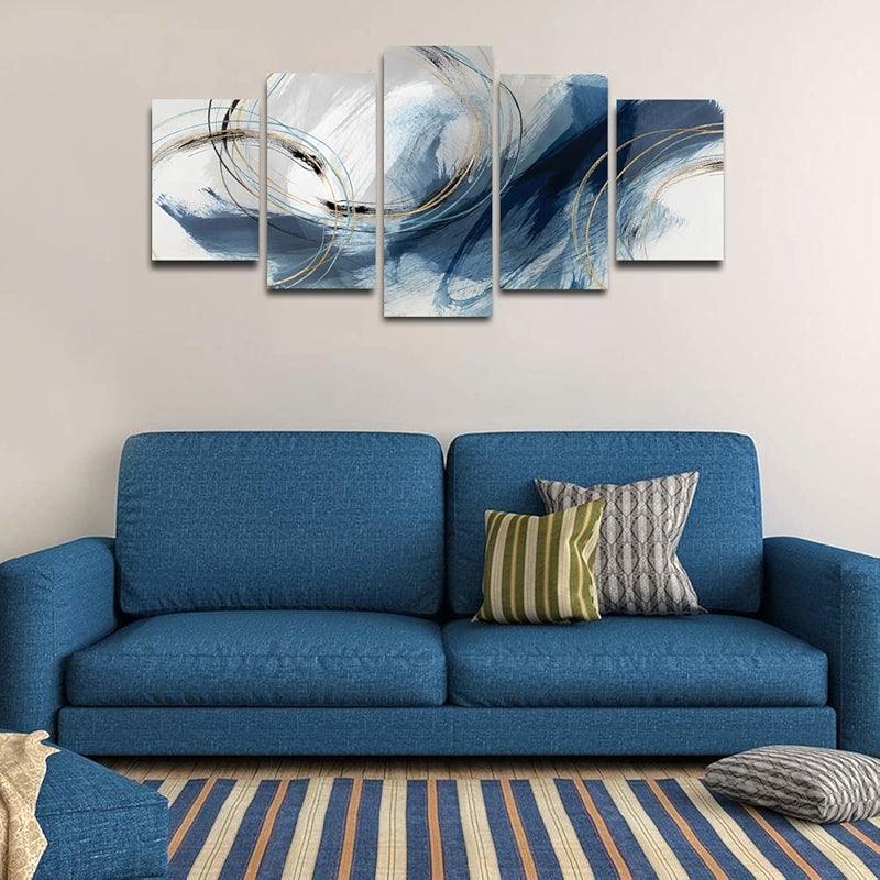 Abstract Texture Wall Art Painting Black And Golden Marble-Original Frame