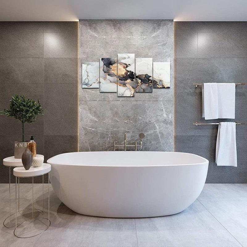 Abstract Texture Wall Art Painting Black And Golden Marble-Original Frame