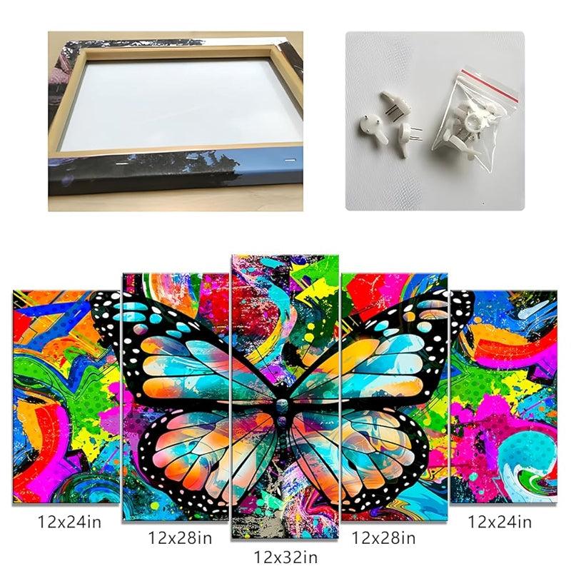 Modern Large Canvas Butterflies Wall Art Set-Original Frame