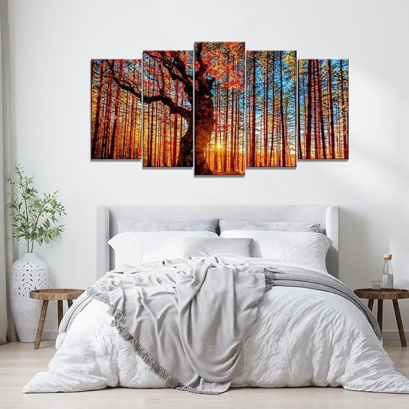 Large Canvas Art Set Featuring Autumn Landscape Wall Decor-Original Frame