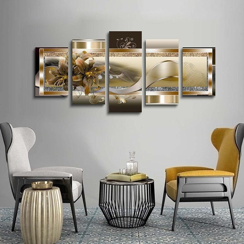 Orchid Flowers Canvas Print Abstract Floral Artwork-Original Frame