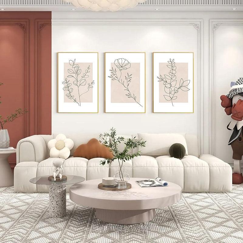 Boho Framed Canvas Wall Art Set Abstract Geometric Decor-Original Frame