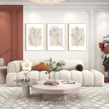 Boho Framed Canvas Wall Art Set Abstract Geometric Decor-Original Frame