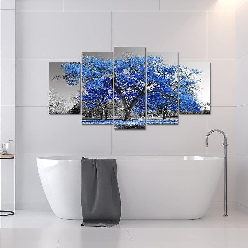 Modern Large Canvas Wall Art Blue Tree Picture Prints-Original Frame