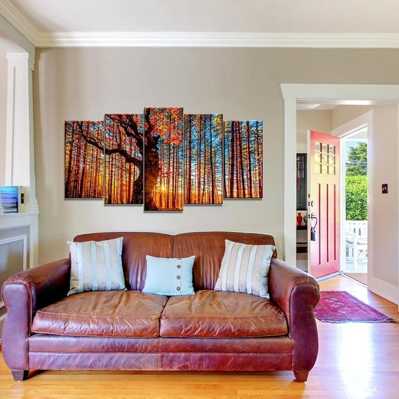 Large Canvas Art Set Featuring Autumn Landscape Wall Decor-Original Frame