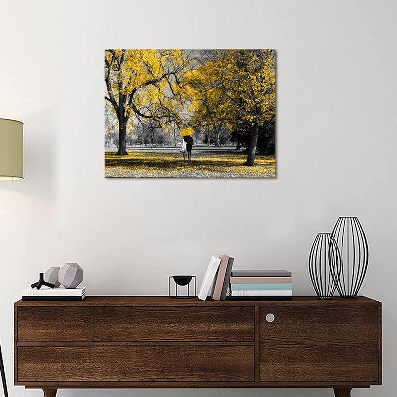 Umbrella Walk And Sea Wall Art-Original Frame