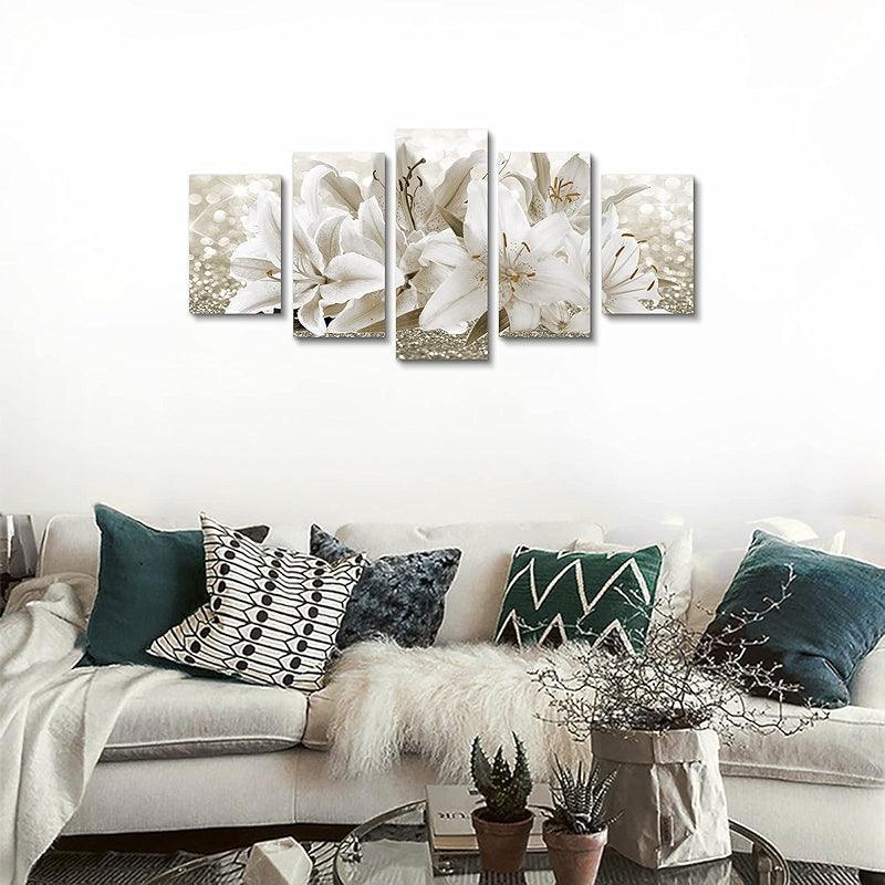 Orchid Flowers Canvas Print Abstract Floral Artwork-Original Frame