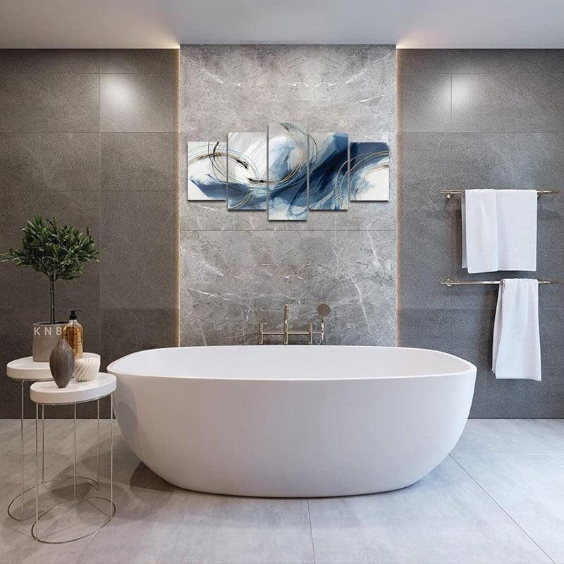 Abstract Texture Wall Art Painting Black And Golden Marble-Original Frame