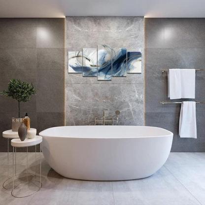 Abstract Texture Wall Art Painting Black And Golden Marble-Original Frame