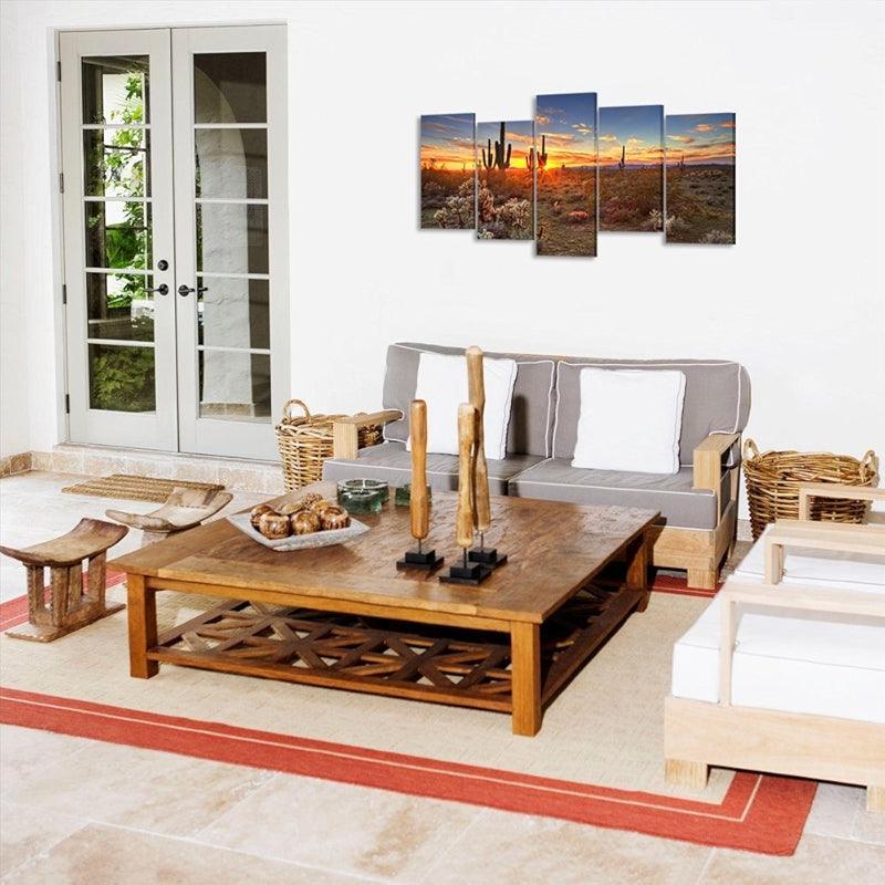 5 Piece Desert Sunset With Saguaros Wall Art-Original Frame