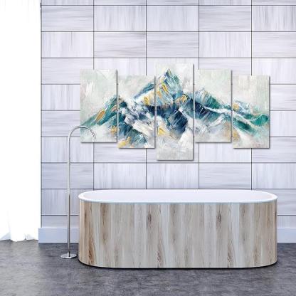 5 Piece Abstract Mountain Canvas Wall Art-Original Frame