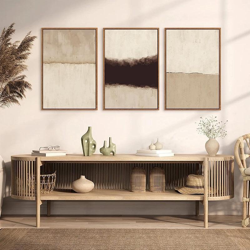 Boho Framed Canvas Wall Art Set Abstract Geometric Decor-Original Frame