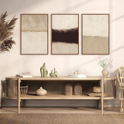 Boho Framed Canvas Wall Art Set Abstract Geometric Decor-Original Frame