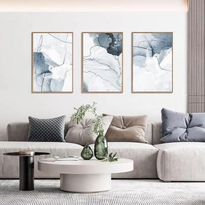 5 Pieces Textured Landscape Abstract Wall Art-Original Frame