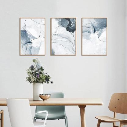 5 Pieces Textured Landscape Abstract Wall Art-Original Frame
