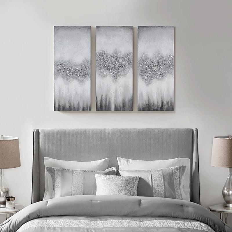 3 Pieces Textured Abstract Canvas Wall Art-Original Frame