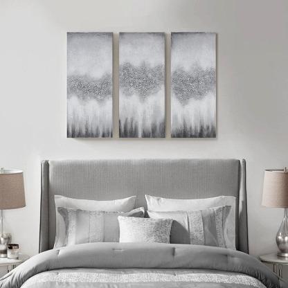 3 Pieces Textured Abstract Canvas Wall Art-Original Frame
