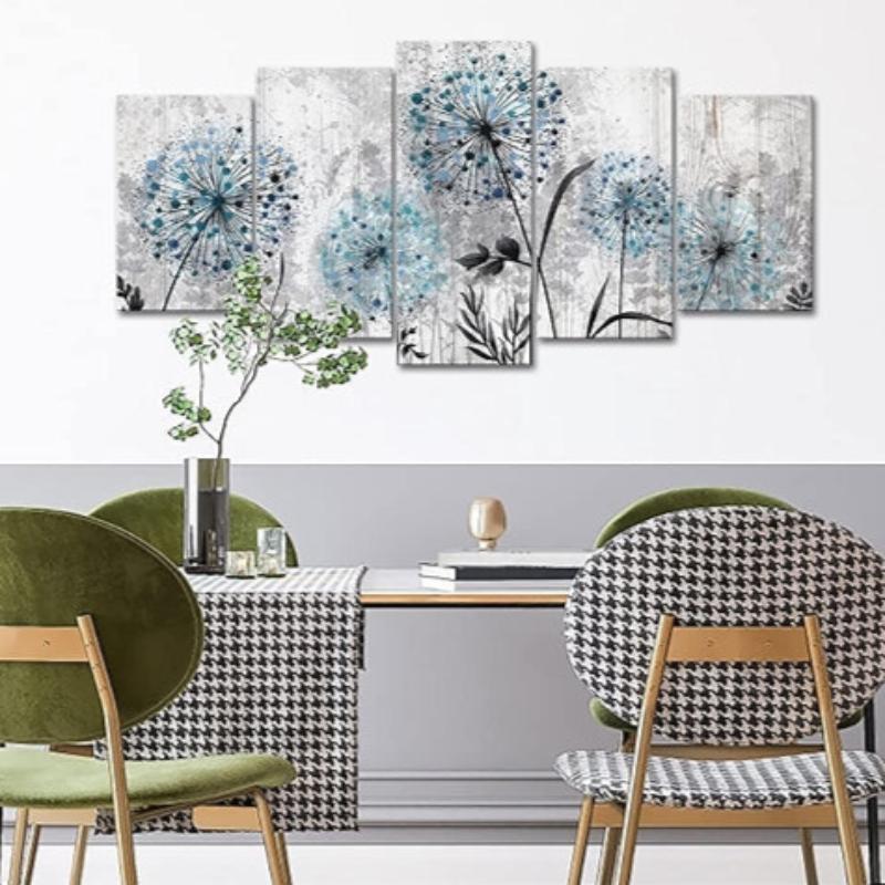 Dandelion Rustic Floral Canvas Wall Art Set-Original Frame