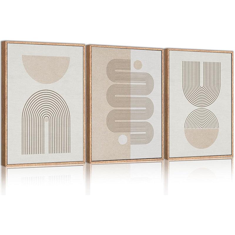 Boho Framed Canvas Wall Art Set Abstract Geometric Decor-Original Frame