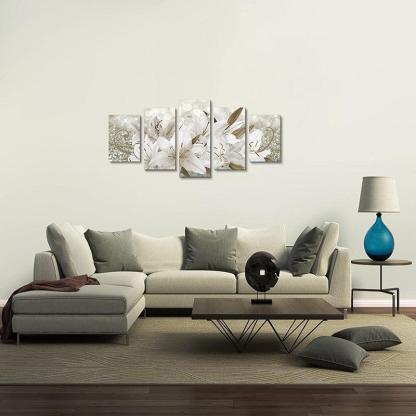 Orchid Flowers Canvas Print Abstract Floral Artwork-Original Frame