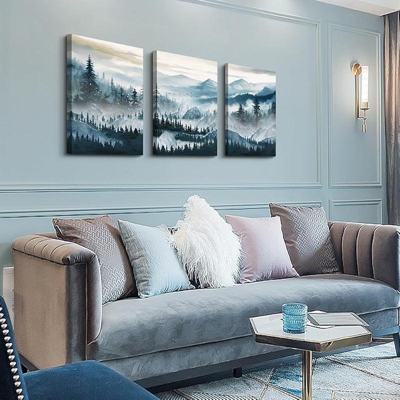 Abstract Mountain Forest Landscapes Canvas Wall Art Set-Original Frame