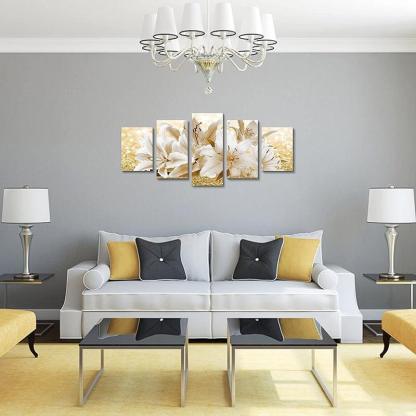 Orchid Flowers Canvas Print Abstract Floral Artwork-Original Frame